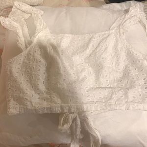 White Designed Crop Top